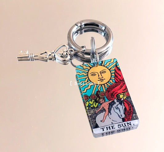 The Sun - Tarot Card Keychain Acrylic, Rider Waite Classic Design Major Arcana, Tarot Accessory Decor, Cool Key Charm Ring Witchy Cute Gift